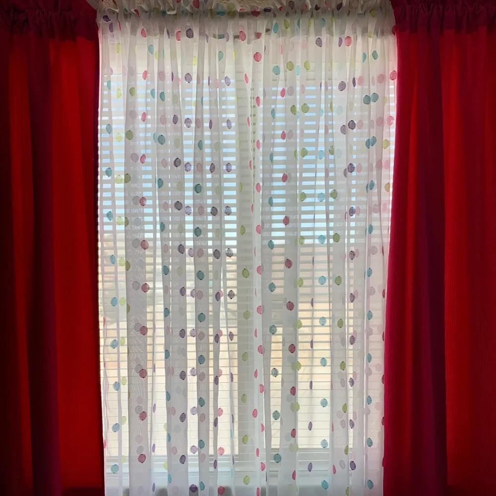 Multi Color Polka Dot Chiffon Window curtains
